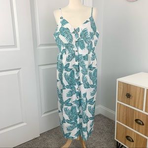 No Tag Women’s Size 1X Pretty Teal Monstera Printed Maxi Dress